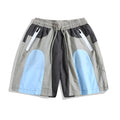 Blue loose-fit quick-drying outdoor shorts with straight-leg cut and micro-elastic waistband