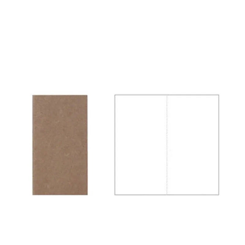 Travel diary notebook with 300G kraft cover, 110x210mm size, open to a lined page showing handwritten notes