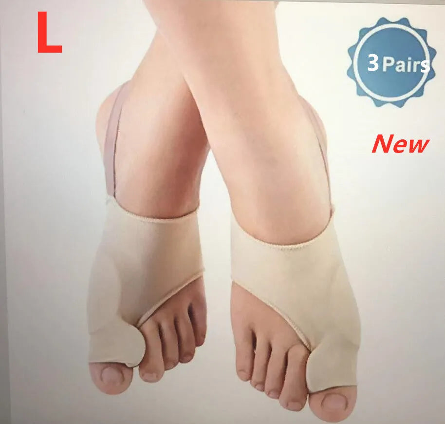 Corrective bunion relief socks with silicone gel pad and toe separator in sizes S, M, L
