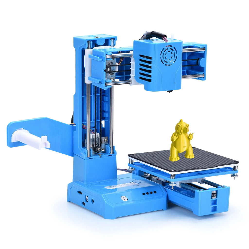 K9 New Mini 3D printer in black or blue colours with 100mm print area for PLA filament printing