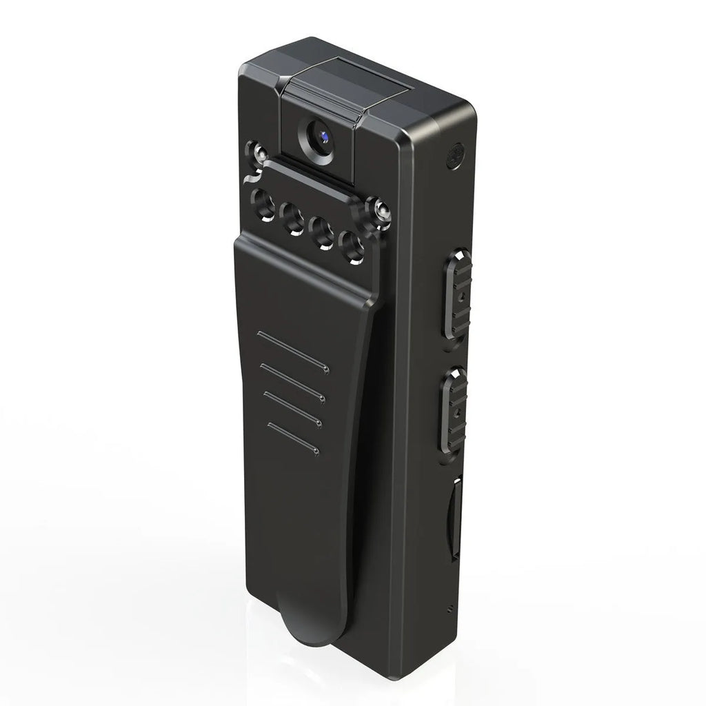 Black 1080p HD DV home camera with a lens capable of 90-degree rotation.
