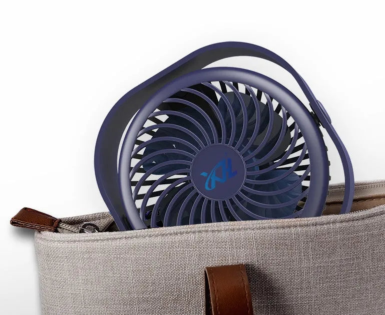 USB desk fan with 360-degree rotation in modern alarm clock design