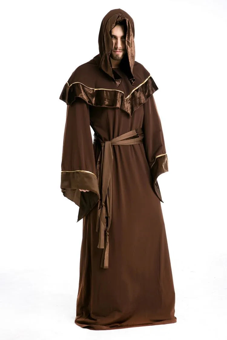 Adult Halloween wizard costume made of cotton, long robe in picture colour