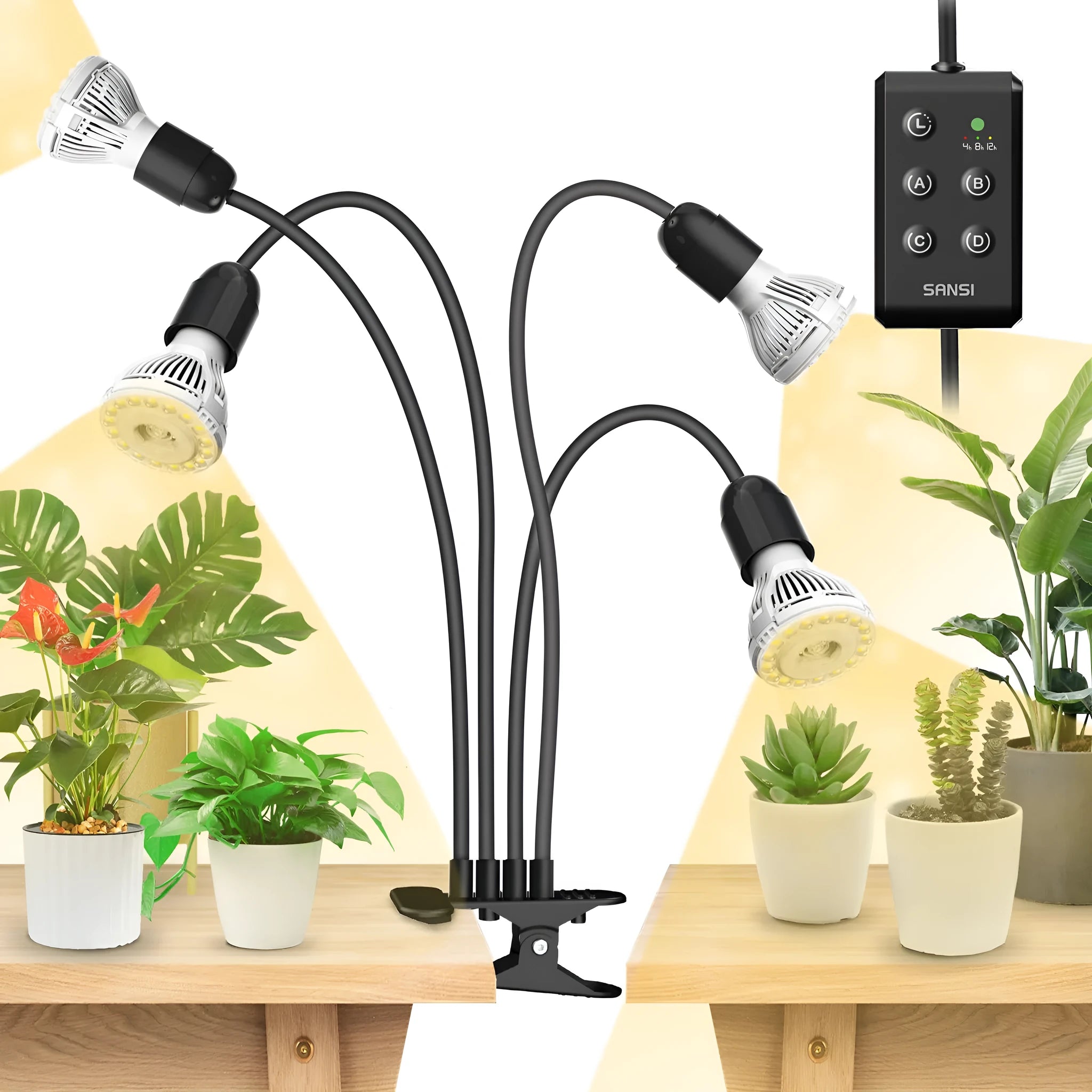 LED grow light 600W full spectrum with gooseneck clip and timer for indoor plants