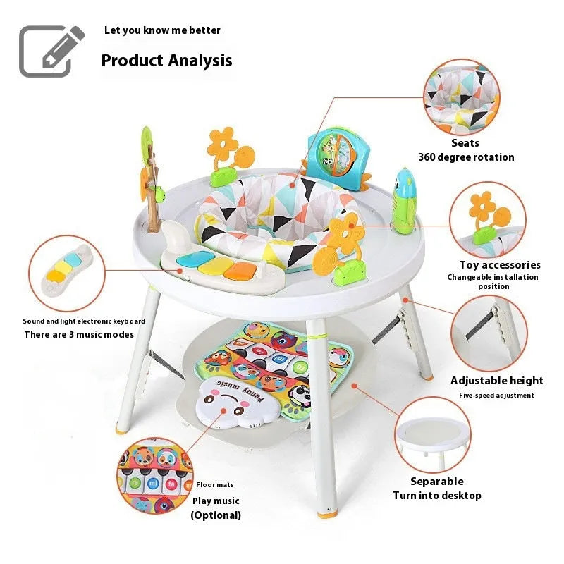 Three-in-one baby jumping chair with bouncing gymnastic rack in Yaya duck design with musical cushion