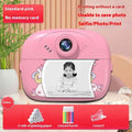 Children's instant print camera in blue with photo paper roll and graffiti pen, unisex birthday gift toy