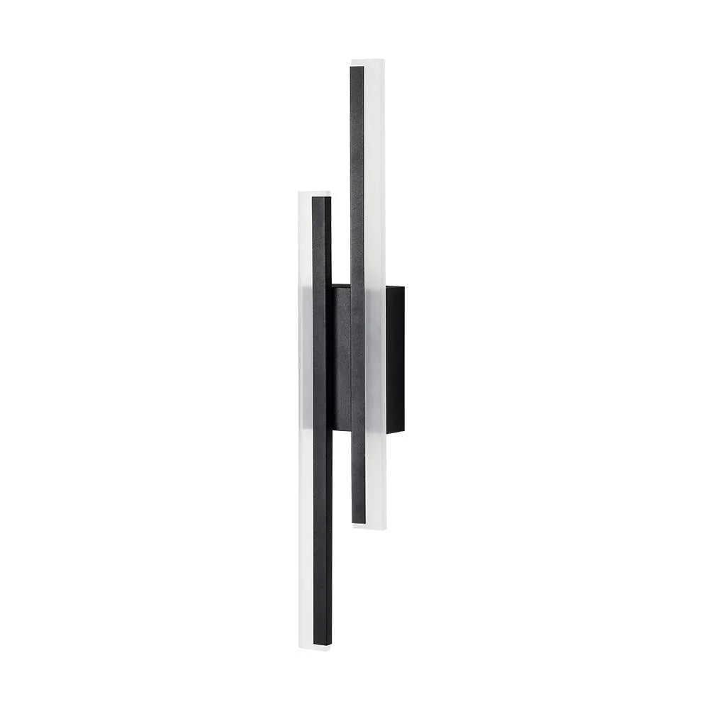 Gold double line wall lamp with linear LED lighting mounted on corridor wall