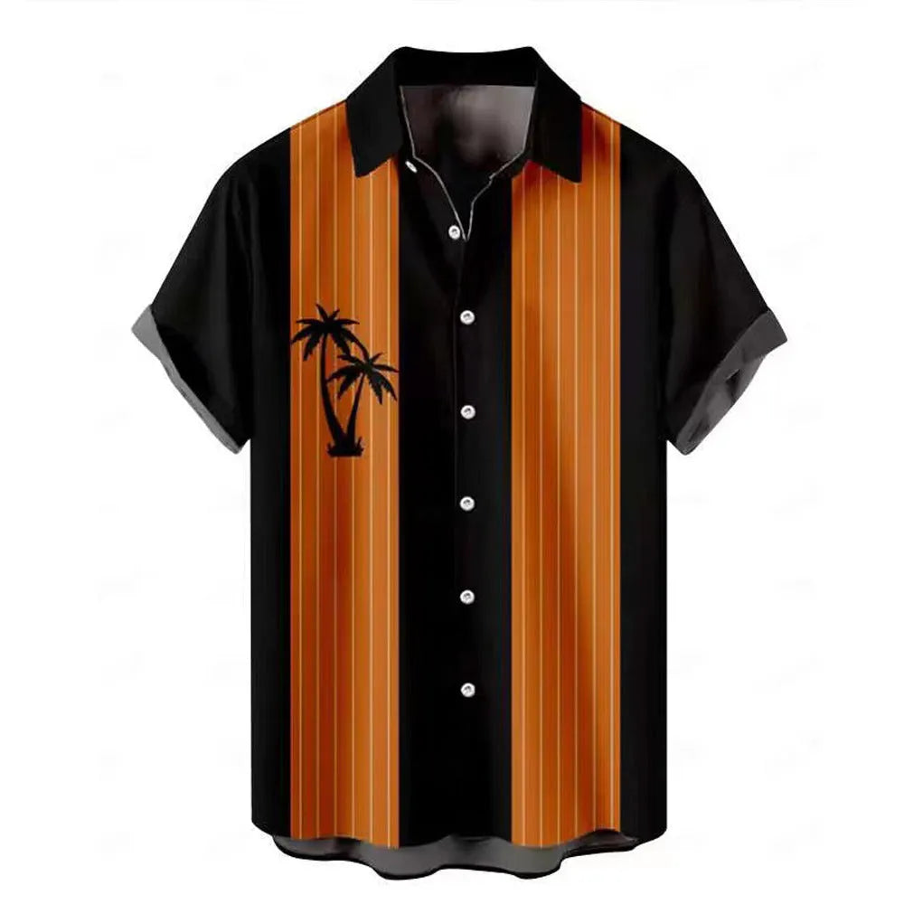 Men's Hawaiian summer shirt with 3D printed pattern in regular fit cardigan style