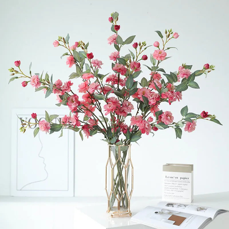 Raw silk simulation fake camellia artificial flower in Autumn Pink colour for home decoration