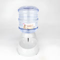 Automatic pet feeder and cat drinker set with plastic feeding trough and drinking trough in grey