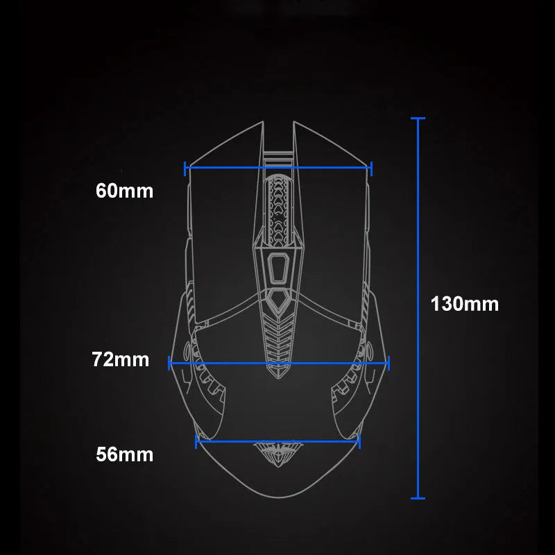Black silent wireless Bluetooth e-sports mouse with 800mAh rechargeable battery