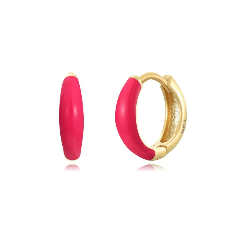 Epoxy oval curved geometric earrings in seven colour options with U-shaped design