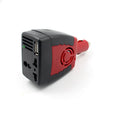 150W car power inverter 12V to 220V converter black and red plastic with USB output