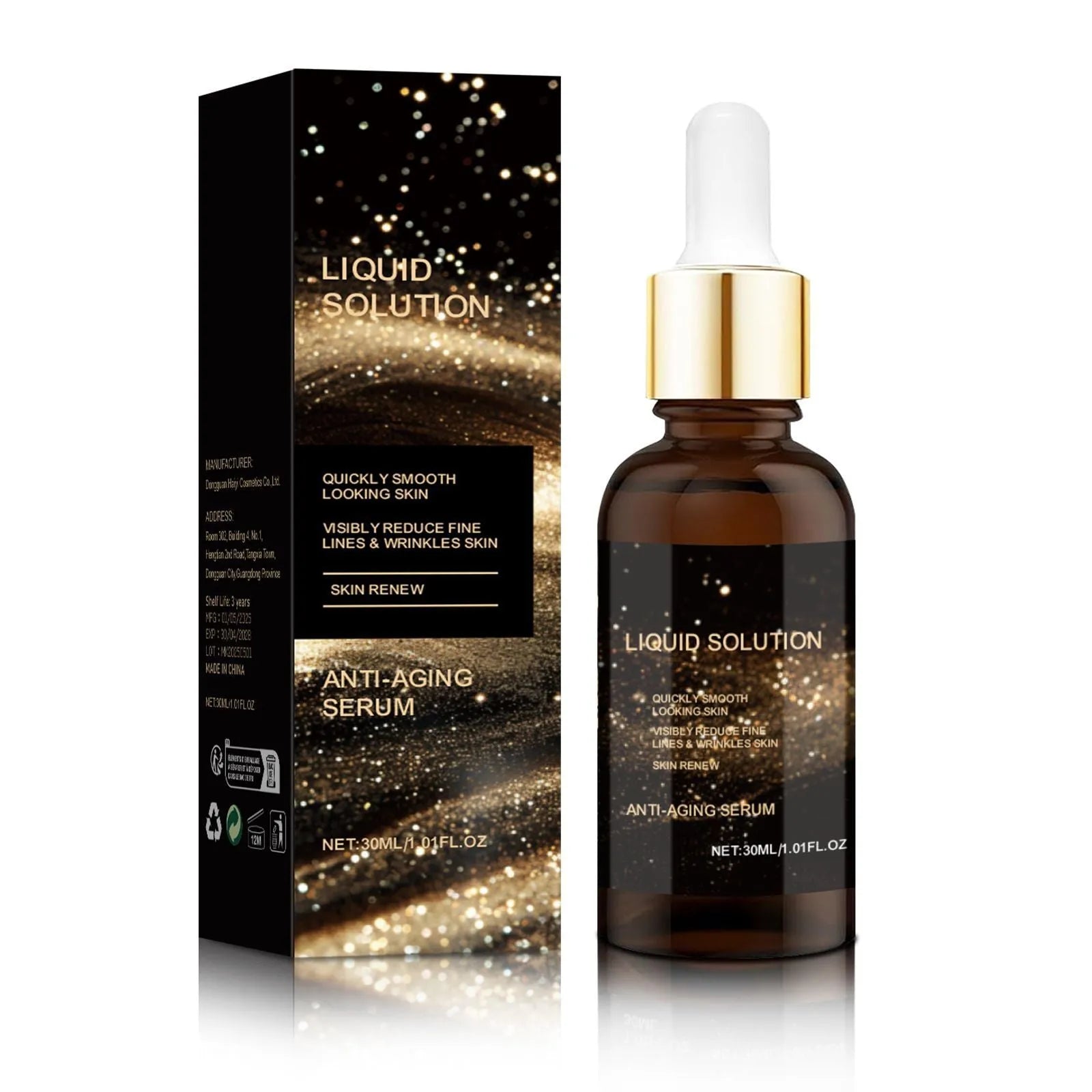30 ml bottle of hyaluronic acid facial moisturising solution for delicate skin care