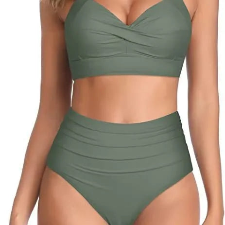 Split bow bikini set for women in backless style with high elasticity, available in multiple colours