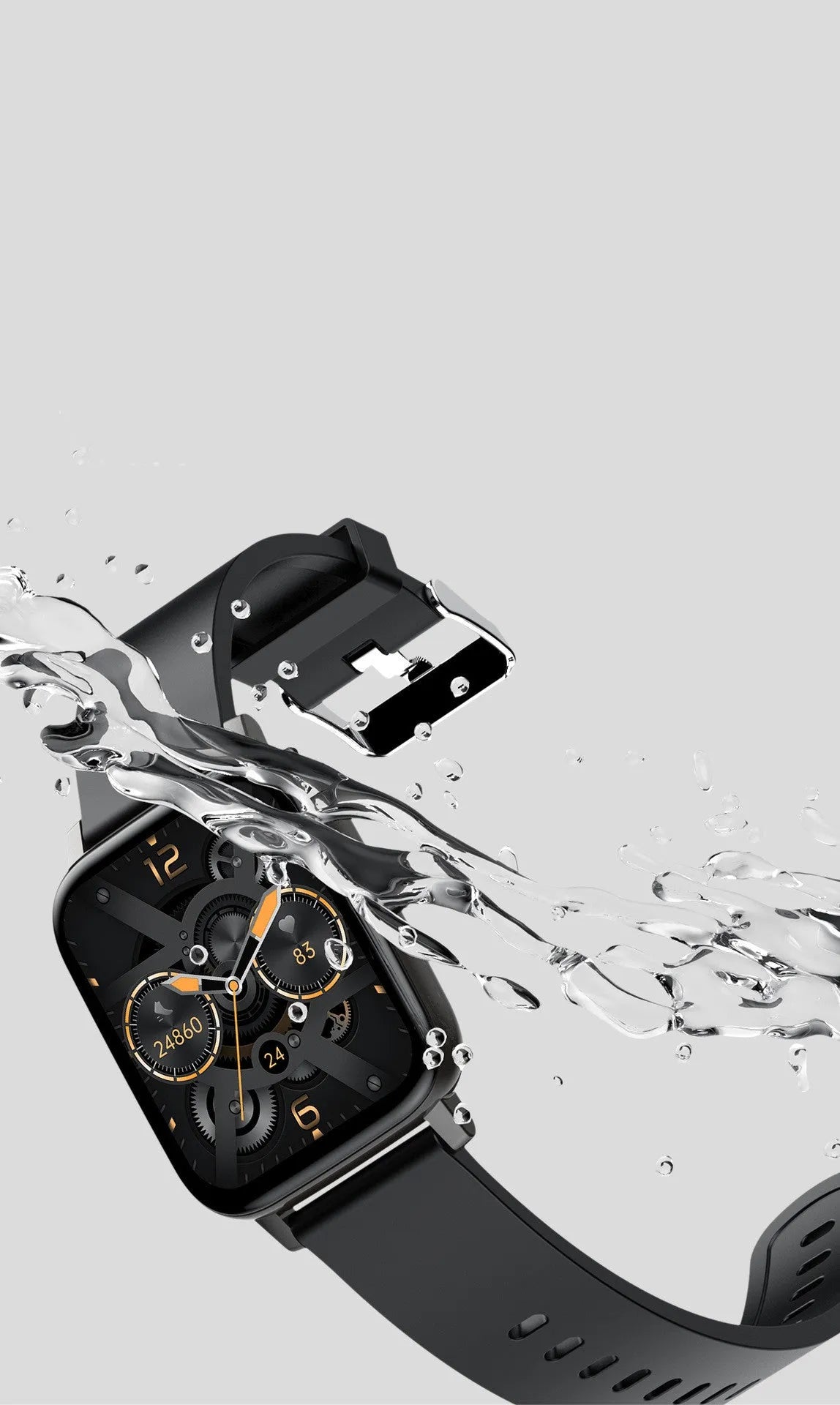 H80 fashion sports smart watch with ECG and blood oxygen monitoring on a silicone strap