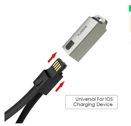 20cm leather iPhone lightning charging cable in black, brown and red colours with zinc alloy connectors