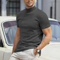 Men's plus size half-high collar sports T-shirt in grey on a hanger