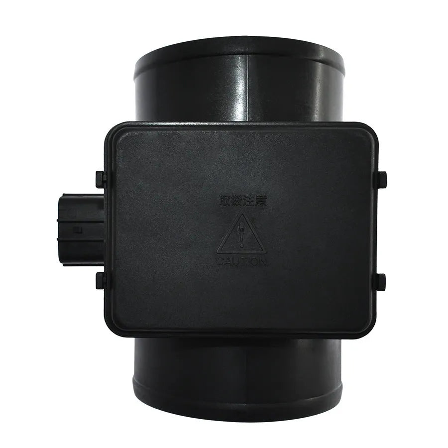 Black plastic automotive air flow meter with standard specifications for engine intake measurement