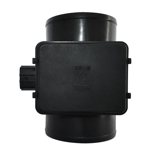 Black plastic automotive air flow meter with standard specifications for engine intake measurement
