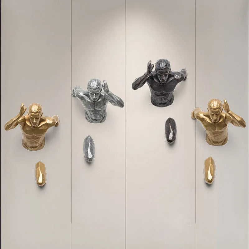 Resin character wall hanging decoration in modern simple style, available in six colour variants