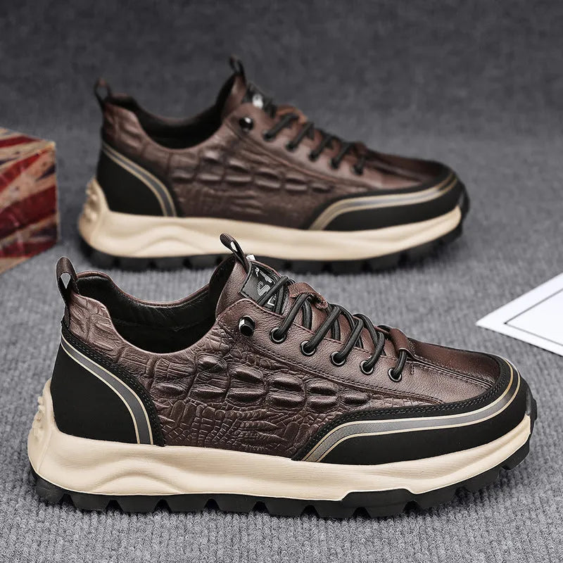 Men's black business casual lace-up round toe shoes with PU upper and PVC sole