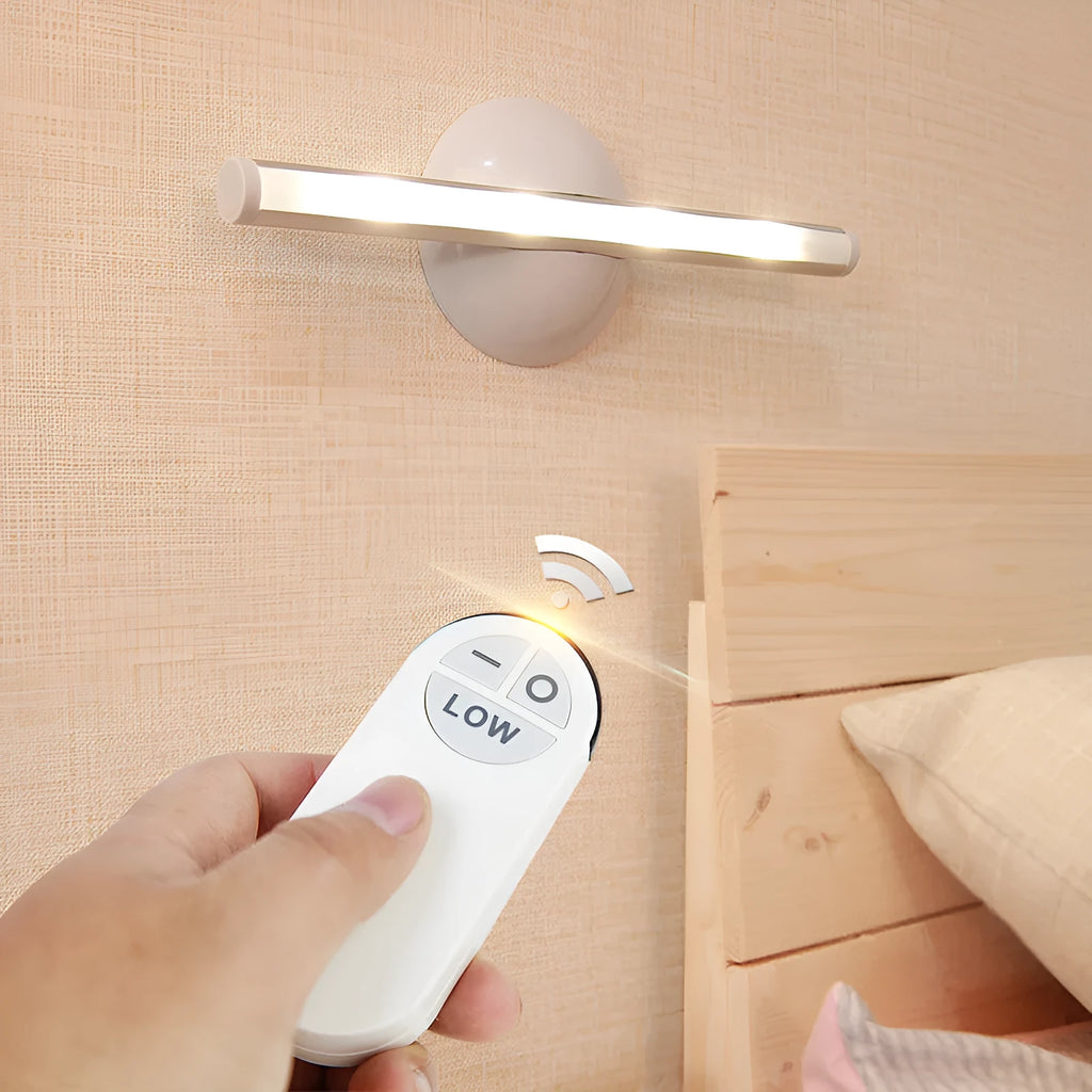 White LED night light with remote control for cabinet and hallway use