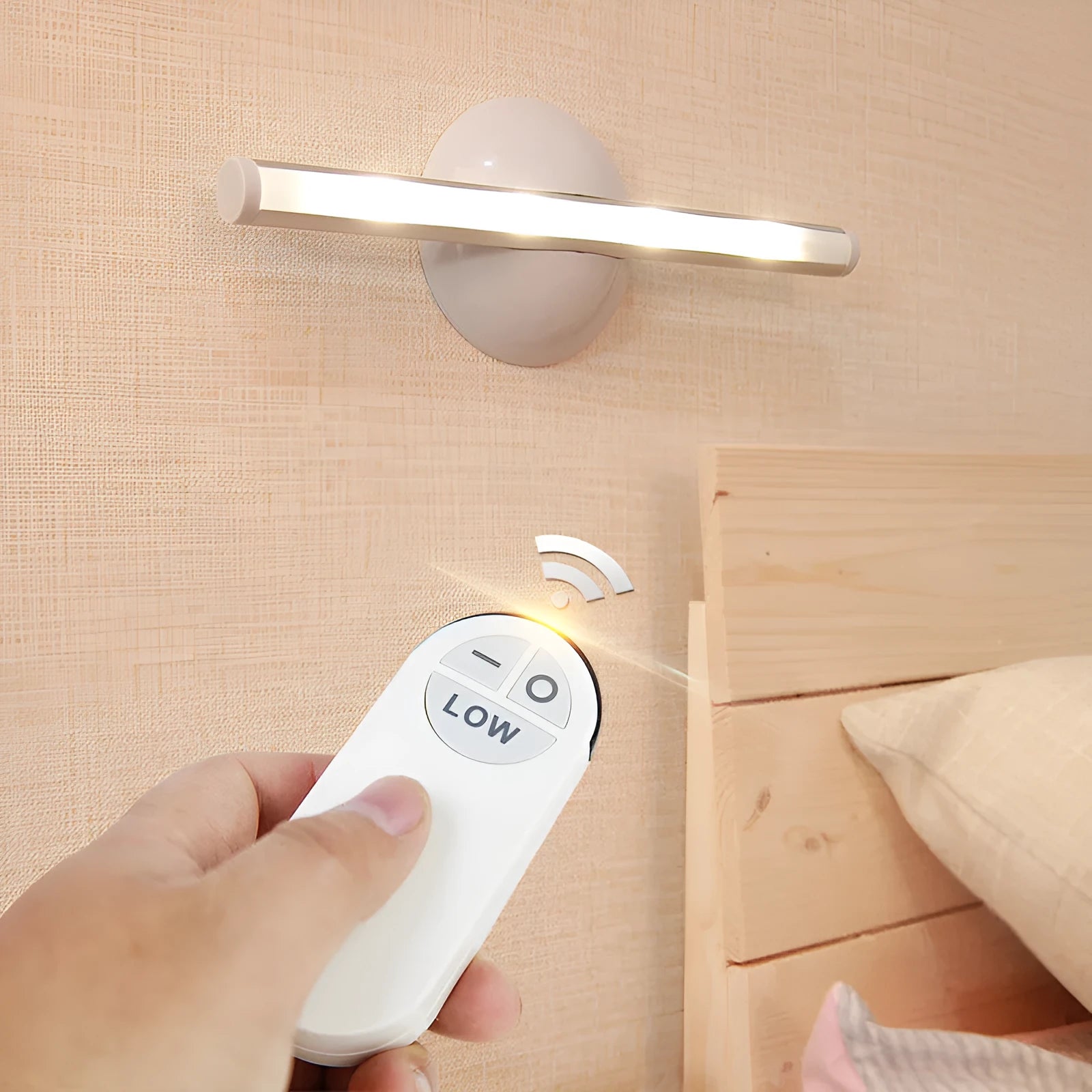 White LED night light with remote control for cabinet and hallway use