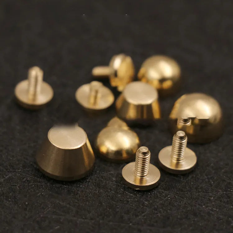 Brass decorative shoe buckles in round and bucket foot nail designs