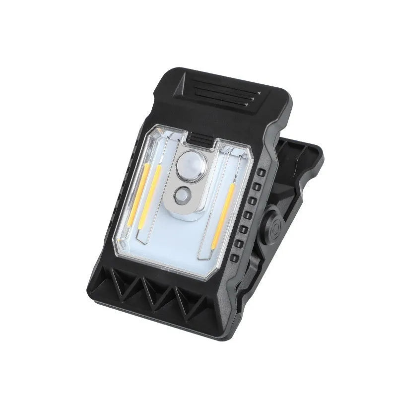 White ABS clip lamp with motion sensor and three brightness options for automatic lighting