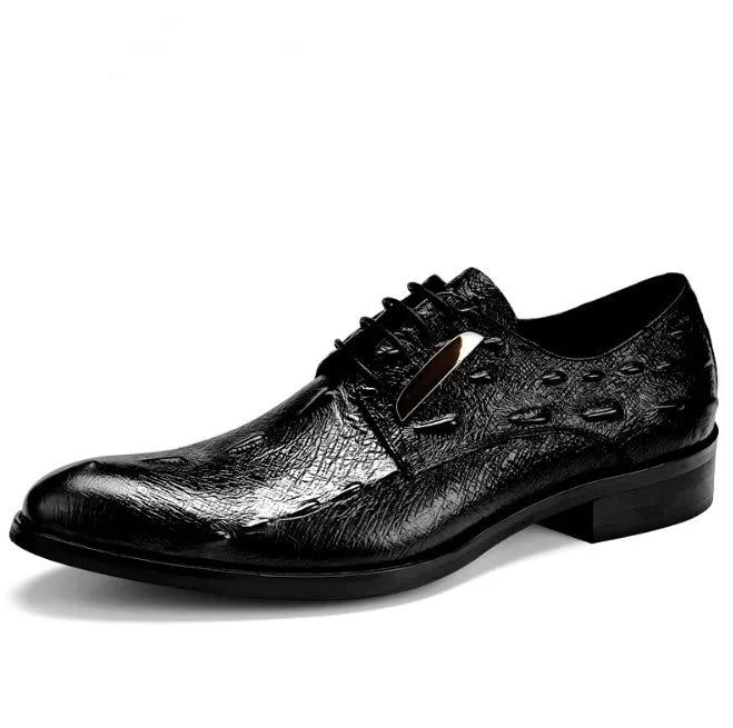 New crocodile men's genuine leather oxford brogue dress shoes in black and wine red sizes 37 to 46