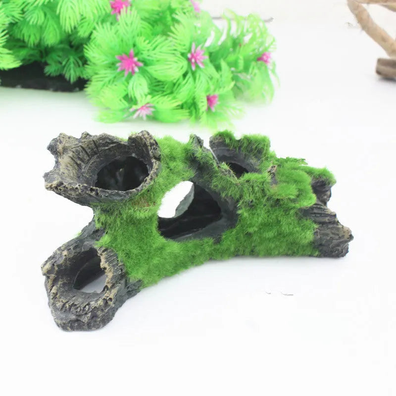 Qinjiayuan medium synthetic resin shrimp cave house with tree branch detailing for aquarium landscaping