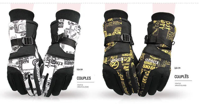 Winter ski gloves for men windproof breathable nylon in black style A