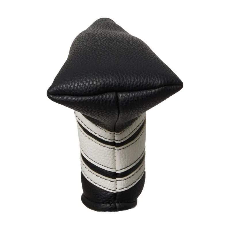Black PU leather golf push rod case with zipper closure for trolley handle protection
