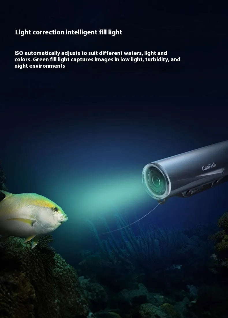 Wireless underwater fish detection camera with 160 degree wide angle view and 16GB recording capacity