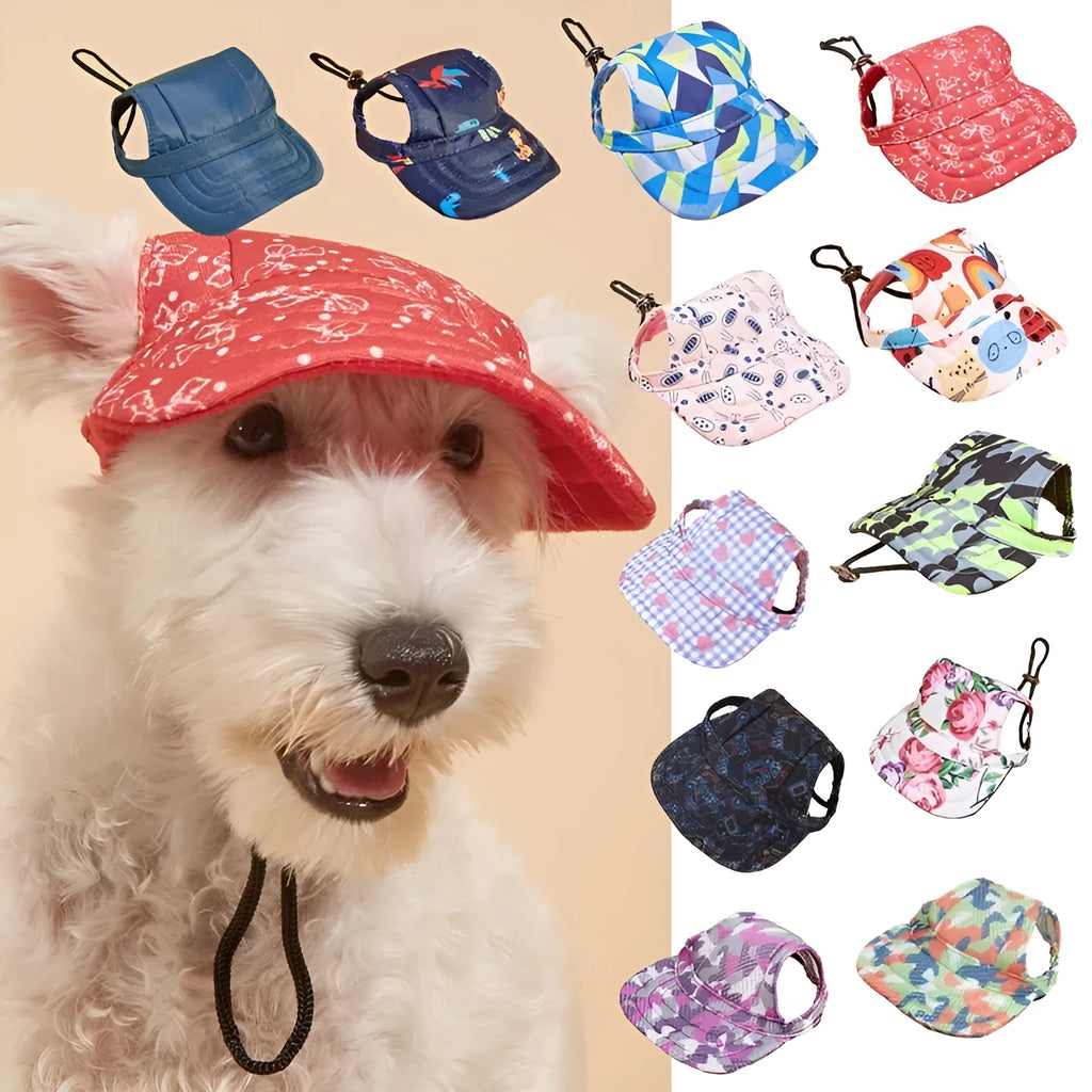 Plaid canvas pet baseball cap for dogs and cats with brim for sun protection