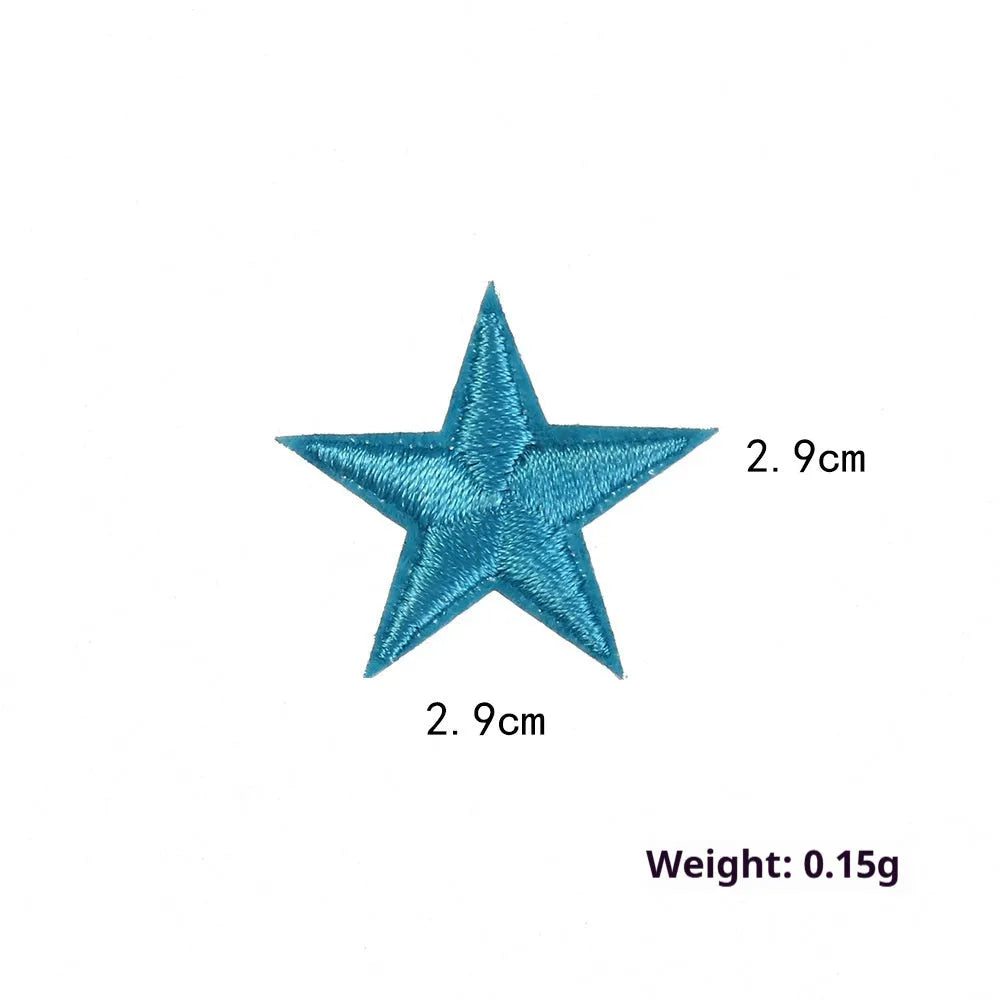 Colourful five-pointed star cloth embroidery stickers for DIY fabric decoration