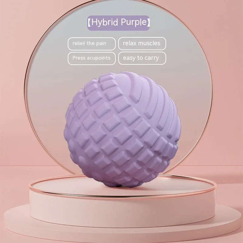 Blue 6cm TPR foot massage and yoga ball on a plain background.
