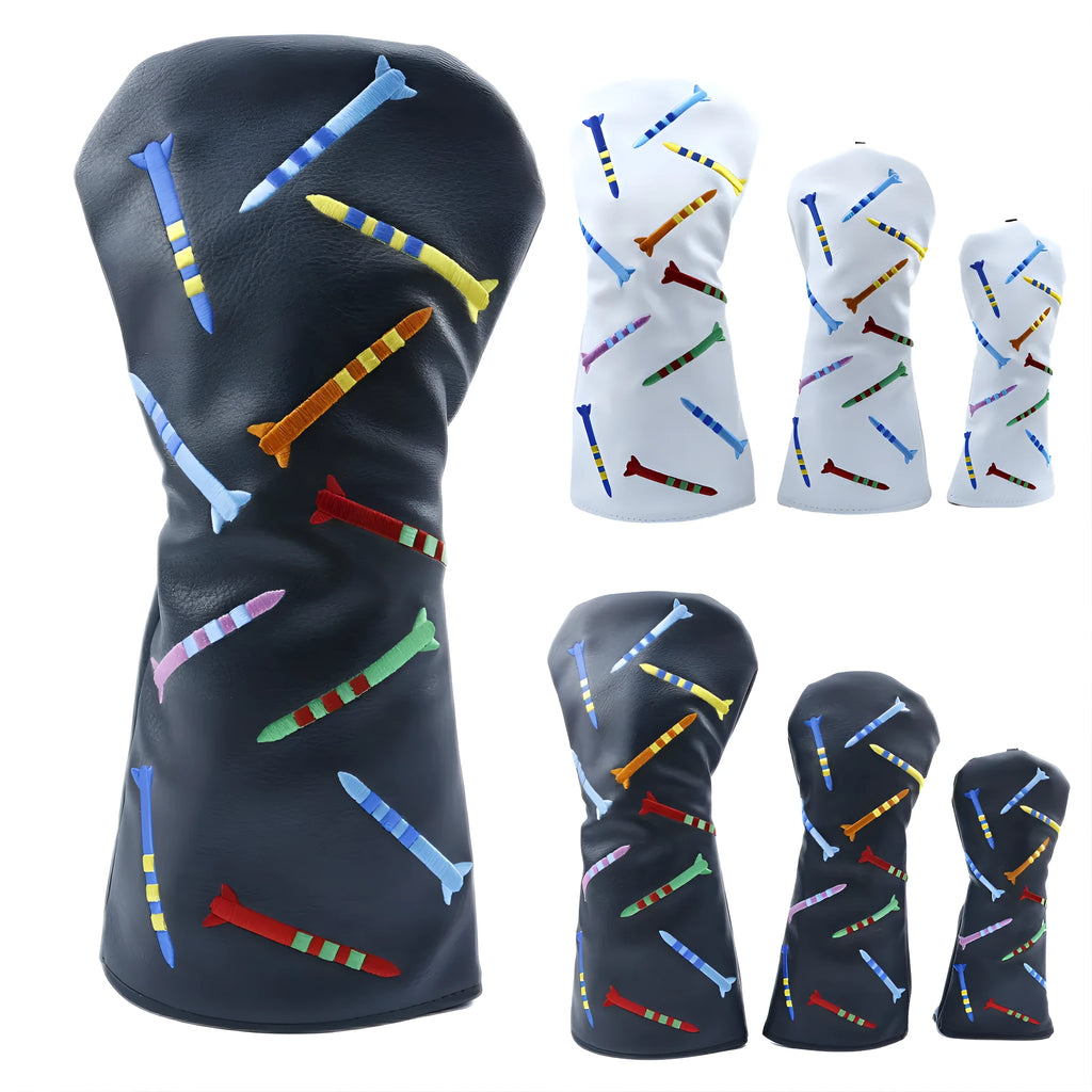 Golf club wooden pole sets in three sizes with black and white colour options