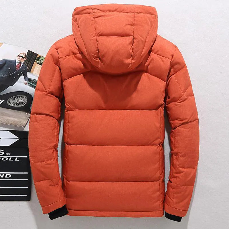 Men's polyester fibre down jacket in black, available in multiple colours and Asian sizes L to 4XL