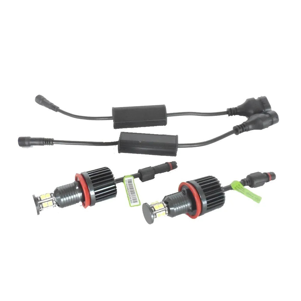 Pair of 6-side 12-bead LED angel eyes bulbs for BMW E92 with H11 plug 5000lm 360 degree beam