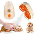Yellow 4-in-1 USB rechargeable cat steam brush with silicone teeth, water tank, and ringworm detector lamp.