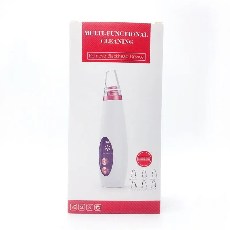 White blackhead pore vacuum cleaner with microcrystalline tip for nose and face cleansing, USB rechargeable