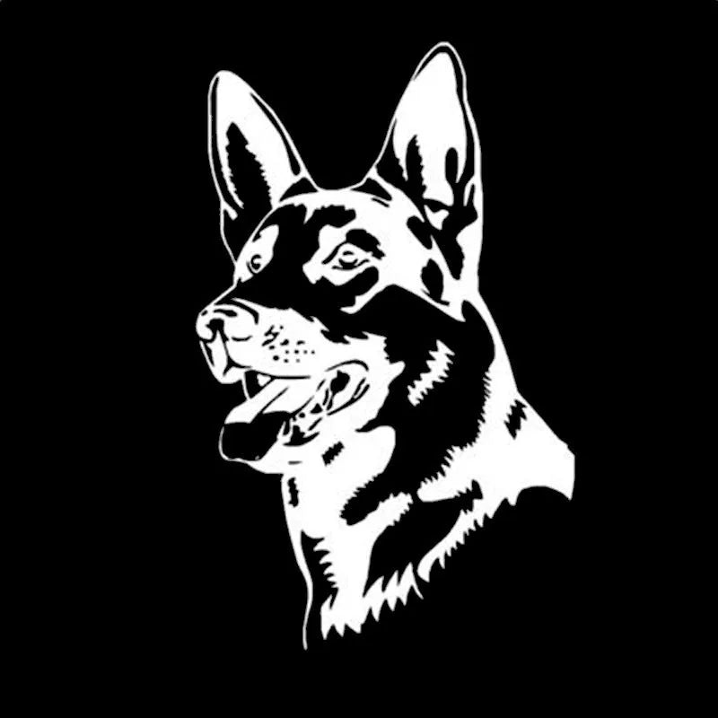 Reflective Alsace Shepherd dog sticker for car windows in multiple colour options