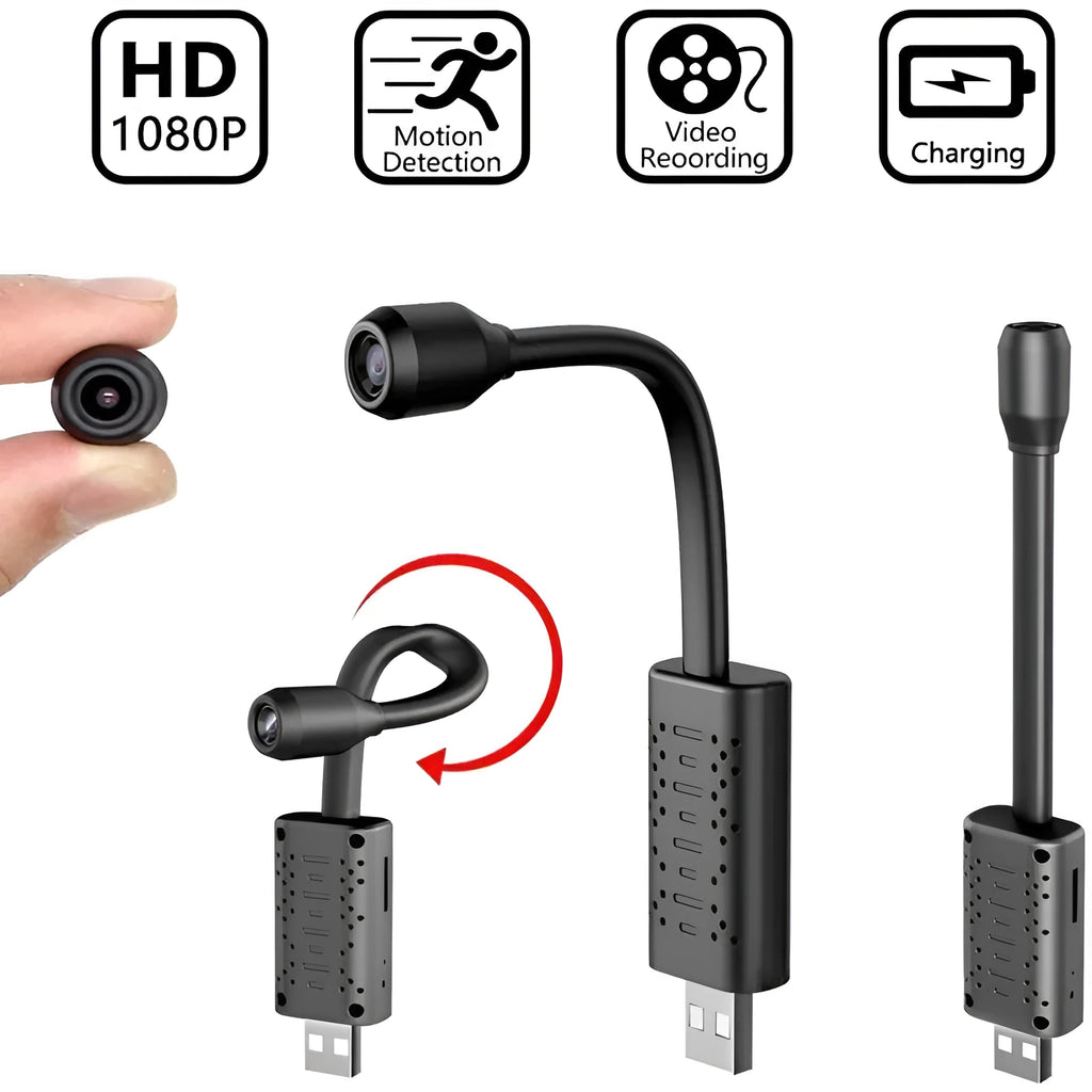 Black V380 wireless USB HD security camera with compact rectangular design