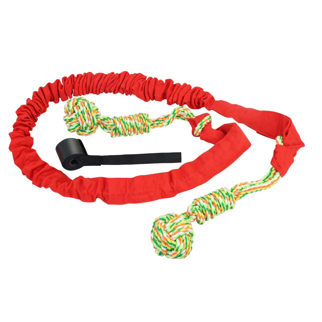 Cotton dog tug-of-war rope toy in black, grey or red colours for interactive play and dental grinding