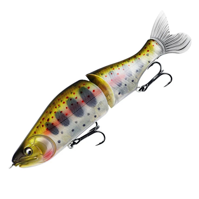 185mm plastic bass fishing swimming bait showing colour options and length measurement