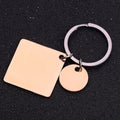 Stainless steel calendar keychain with custom engraved date in silver finish on neutral background