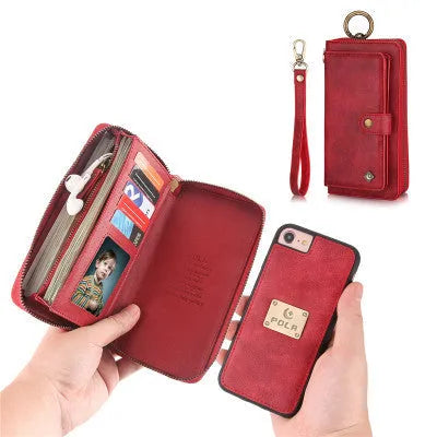 Black detachable wallet case for iPhone 6 Plus 7 Plus 8 Plus with belt clip