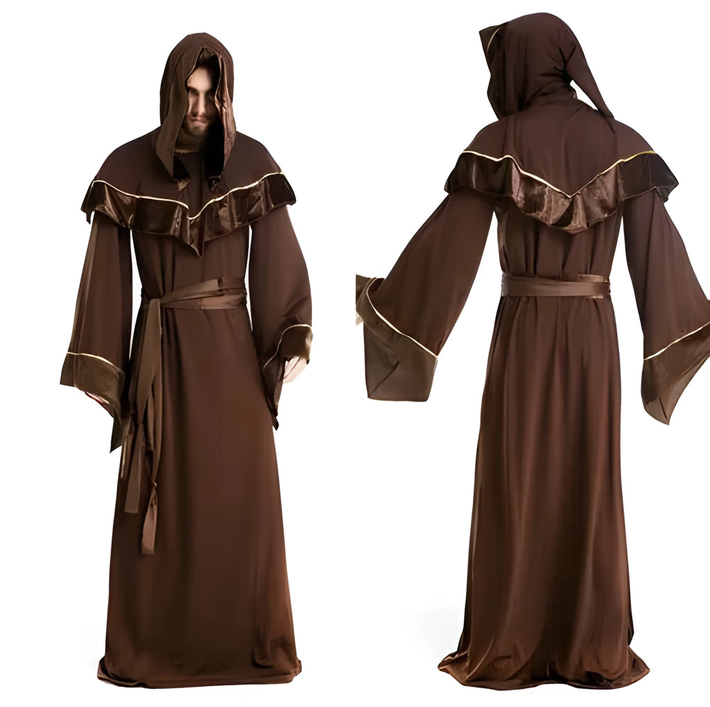 Adult Halloween wizard costume made of cotton, long robe in picture colour